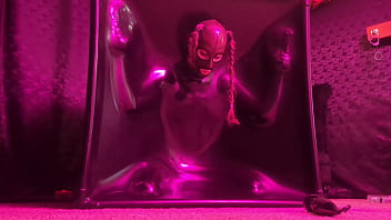 Preview 4 of Lusty Boobs - Latex Femdom use her submissive vacuum cube slave as Fleshlight