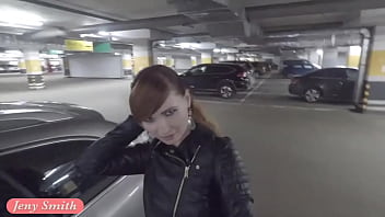 Preview 1 of Party Sikis - Jeny Smith flashing her seamless pantyhose while shopping