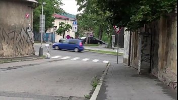 Preview 1 of Excellent Bj - Young blonde hot teen girl fucking 2 guys on the street