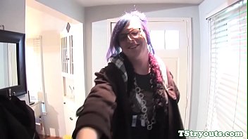 Preview 1 of How To Turn Your Wife To Whore - Inked casting tranny strokes her hard dick