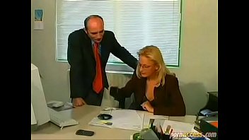 Preview 1 of Lexy Belle College - Decent blonde wife with glasses cheats with her ugly colleague in office