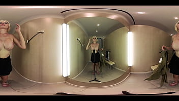 Preview 3 of Sonam Kapoor Massage - VR Try On Haul transparent clothes at the mall. Video VR 360 See thru clothes in fitting room