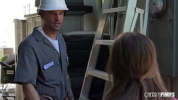 Preview 1 of Ebony Jerk Of Instructions - Delivery Man Gets Fucked by Blonde Milf Babe Athena Anderson