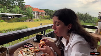 Preview 3 of Linda And George - Eating pizza with cum on my face in a public cafe