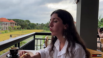 Preview 4 of Linda And George - Eating pizza with cum on my face in a public cafe