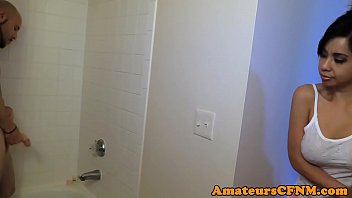 Preview 1 of Just Legal Babe Shawna Lenee - Clothed babe wanking boyfriends hard cock