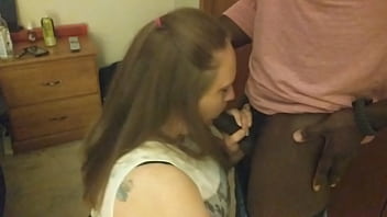 Preview 1 of What A You Doing Here - Sexy Milf Eva sucks hot BBC while husband watches.