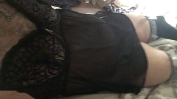 Preview 1 of Home Sex And Noty - Sissy in lingerie playing with tiny clit