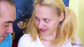 Preview 1 of Tany - Ass fucked blonde teen with pigtails waiting for loads of cum with opened mouth