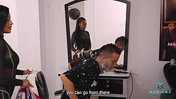 Preview 2 of Strongest Orgasm - Rough sex in the Barbershop with the client with a huge cock who explodes his cum on my face - Mariana Martix