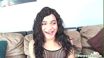 Preview 1 of Bynuhqjva - Amateur shemale rubbing cock at sex audition
