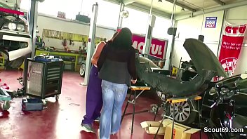Preview 2 of Chinaesexxx - Two Young Seduce Big Tit German Milf to fuck in Workshop