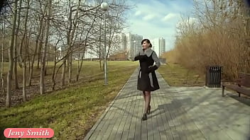 Preview 1 of Wet Dress In Public - Stockings flashing in spring  by Jeny Smith