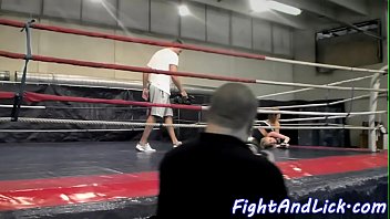 Preview 2 of School Girl Fucks By Peon - Muscular women wrestling in a boxing ring