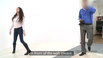 Preview 2 of Old Sex Yong Gril - Natural brunette rides fake agents cock