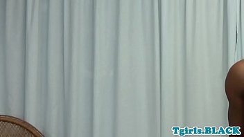 Preview 2 of Agressive Son - Transsexual ebony wanking her stiff dick