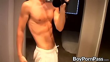 Preview 1 of Hot Six Girls - Big dick twink Zack Randall jerking if off in the bathroom