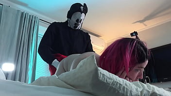 Preview 2 of Nude Cok Gizli Sikis - Mickey Mouse Fucks Trans Woman in Chastity