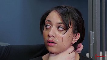 Preview 1 of Free Live Tranny Sex - Little bubble-butt slave,  Kingsley,  gets ass punished while gargling cum