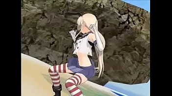 Preview 4 of Wife Flashing On Bus - Shimakaze Hentai MMD Naked
