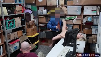 Preview 3 of Dick Woods Sex 2018 - Cute blonde thief punish fucked by the security officer