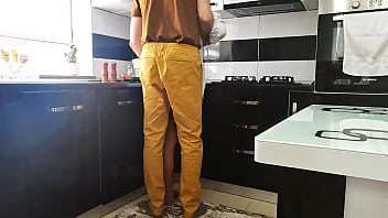 Preview 1 of Fake Taxi Hot Boobs - horny stepbrother fucked me hard in the kitchen and came on my pussy