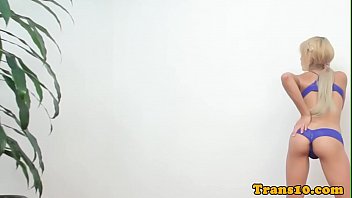 Preview 1 of Sunny Lioni Husband Bad Room - Ebony tgirl assfucking tranny ass in twosome