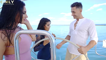 Preview 1 of Xxx Siliping Mom Hindi - Busty Honey Demon and Kesha Ortega awesome threesome in the boat