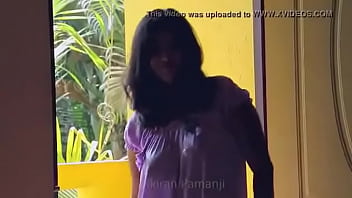 Preview 2 of Tamil Aunty Shitting Video - Desi girl in transparent nighty boobs visible
