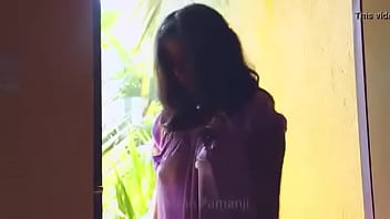 Preview 1 of Tamil Aunty Shitting Video - Desi girl in transparent nighty boobs visible