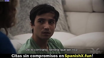 Preview 2 of Neide Sofia Angolana - Hot Blonde Stepmom Fucks Shy Nerd (Spanish sub)