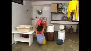 Preview 1 of Football Teacher Fuck A Girl - Slutty maid gets ass fucked doing laundry