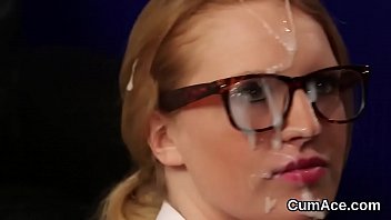Preview 2 of Nangi Girl Vargin Kiss Boy Photo - Unusual honey gets cumshot on her face sucking all the cum