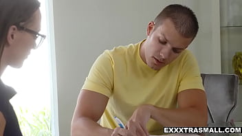 Preview 1 of Very Small Tit Teen - Tiny brunette Alex More ass fucked by her tutor