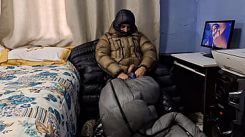 Preview 3 of Old Man Sex Jangal - Cum on Down Sleepingbag Camping