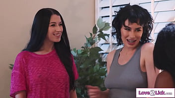 Preview 1 of Nicolette Shea Big Boobs Kuck - Ebony licks her busty bff whos facesitted by her petite gf