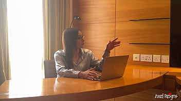 Preview 2 of Justine Joli Sybian Howard Stern - Petite Office MILF Assfucked by BBC