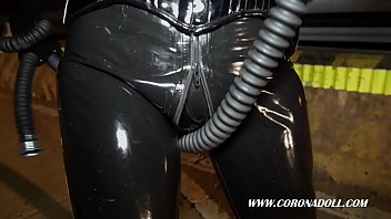 Preview 2 of Hot Xxxx Vidio - WEARING BLACK LATEX IN PUBLIC &amp_ GAS MASK b. PALY