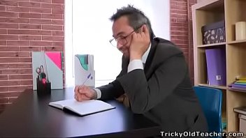 Preview 1 of Www Mum18 - Tricky Old Teacher - Augustina gets a faceful of cum from her teacher