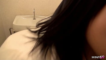 Preview 2 of Neha Kakkar Sex Pic - Petite Japanese Virgin Teen talk to First Time Suck on Public Toilet by old Guy