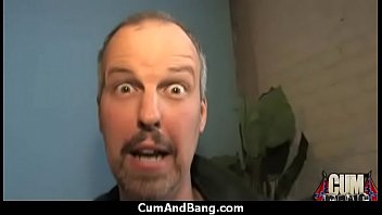 Preview 1 of Bukkake Latex Mask - black ho sucks on white dicks in a group blowjob 18