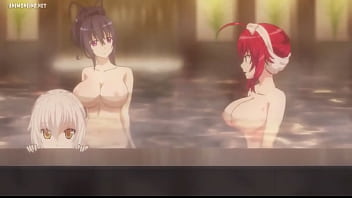 Preview 1 of Scat Porn Tube - Rias and Okeno compare their boobs to each other