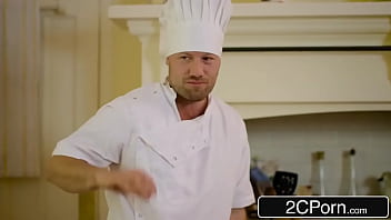 Preview 1 of 18 Year Old Girl Romans - Desperate British Blonde Wife Cheats With Big Dick Caterer During Dinner Prep