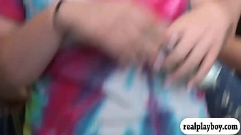 Preview 3 of Porn Feling - Babes flashed her boobs and ass for cash