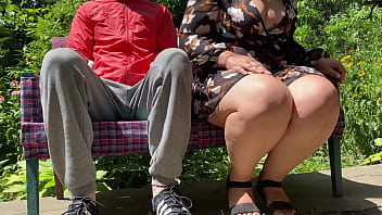 Preview 3 of Bad Mister - Mother in law with great ass masturbates and pisses on her son in law outdoors