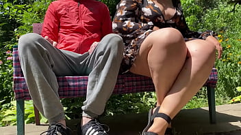 Preview 1 of Bad Mister - Mother in law with great ass masturbates and pisses on her son in law outdoors