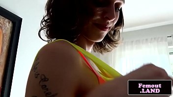 Preview 1 of Paksa Pacar Bercumbu - Young inked skinny femboy wanking cock solo