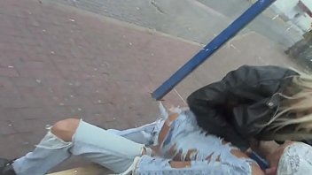 Preview 4 of Amateur Bluck - Busty Bus Stop Banging