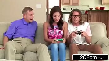 Preview 1 of Mature Over 50s Love Young Boys - Jade Jantzen takes two geeky cocks