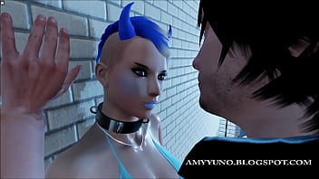 Preview 1 of Blowjob Stopped - Blue Submissive Ice Girl Pounded In 3D Adult Dating World!
